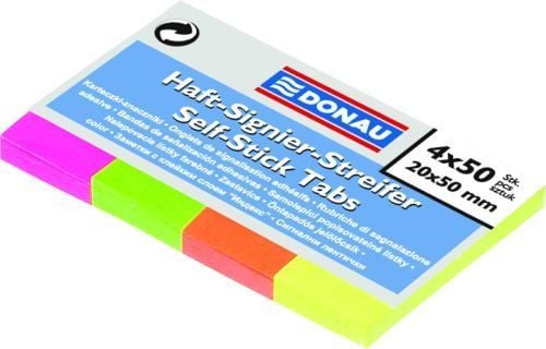 Donau Sticky Notes neon markers 20x50mm, 4 colors x 50 pcs. (14K088X)