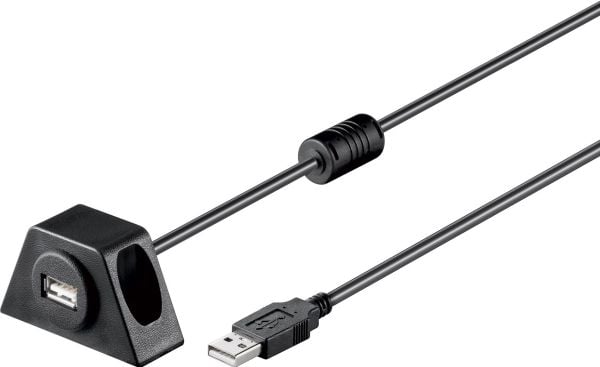 Goobay USB2.0 AA 200 CLIP II, 2m, 2 m, USB A, USB A, Hankjønn/hunkjønn, Sort