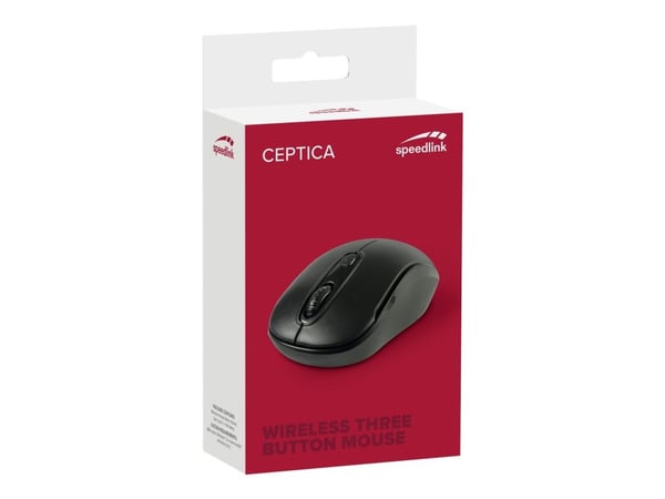 SPEEDLINK Ceptica - Mus - høyre- og venstrehåndet - 3 knapper - trådløs - 2.4 GHz - USB trådløs mottaker - svart