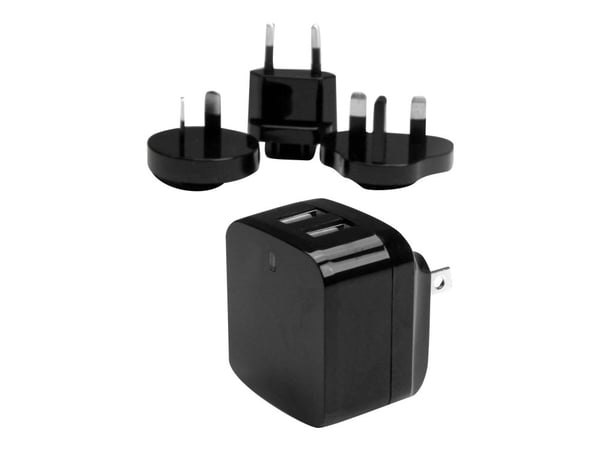Startech Travel USB Wall Charger - 2 Port - Black - Universal Travel Adapter - International Power Adapter - USB Charger (USB2PACBK) - Strømadapter...