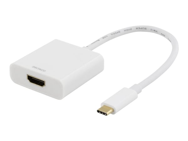 Deltaco USBC-HDMI7, 4096 x 2160 pikseliä, Valkoinen, Laatikko, 43 mm, 16 mm, 26 g