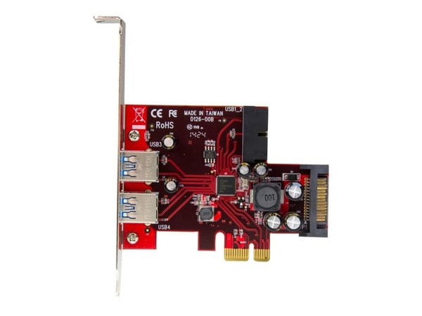 StarTech.com 4 PORT PCIE USB 3.0-KORT Dette PCI Express USB 3.0-kortet gir en rimelig oppgradering som lar deg legge til fire USB 3.0-porter til da...