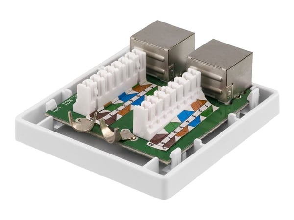 DELTACO VR-221 - Overflatemonteringsboks for nettverk - overflatemonterbar - CAT 6a - FTP - RJ-45 X 2 - hvit