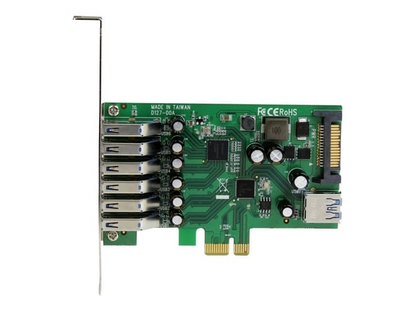 Startech 7 Port PCI Express USB 3.0 Card - Standard & Low-Profile - SATA Power - UASP Support - 1 Internal & 6 External USB 3.0 Ports (PEXUSB3S7) -...