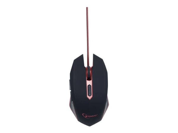 Gembird MUSG-001 - Mus - høyre- og venstrehåndet - optisk - 6 knapper - kablet - USB - rød