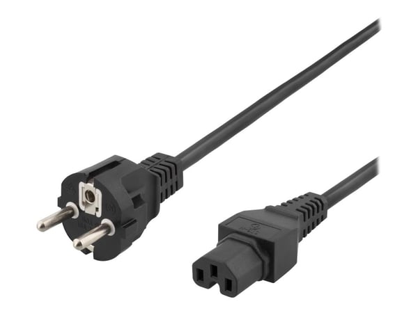 DELTACO DEL-117B - Strömkabel - ström CEE 7/7 till IEC 60320 C15 - 250 V - 10 A - 2 m - sort