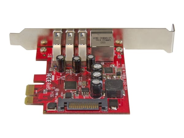 Startech 3 Port PCI Express USB 3.0 Card + Gigabit Ethernet - Fits Standard & Low-Profile PCs - UASP Supported - Optional SATA Power (PEXUSB3S3GE) ...