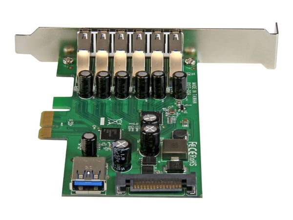 Startech 7 Port PCI Express USB 3.0 Card - Standard & Low-Profile - SATA Power - UASP Support - 1 Internal & 6 External USB 3.0 Ports (PEXUSB3S7) -...