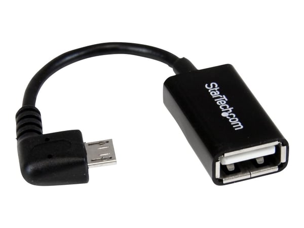 StarTech 5in Right Angle Micro USB to USB OTG Host Adapter M/F - Angled Micro USB Male to USB A Female On-The-Go Host Cable Adapter (UUSBOTGRA) - U...