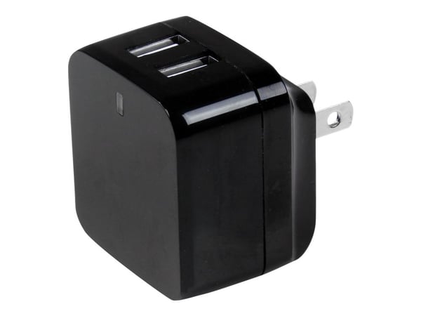 Startech Travel USB Wall Charger - 2 Port - Black - Universal Travel Adapter - International Power Adapter - USB Charger (USB2PACBK) - Strømadapter...