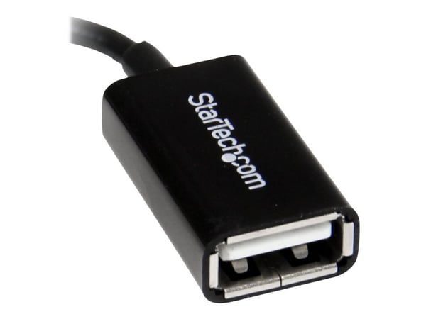 StarTech 5in Right Angle Micro USB to USB OTG Host Adapter M/F - Angled Micro USB Male to USB A Female On-The-Go Host Cable Adapter (UUSBOTGRA) - U...