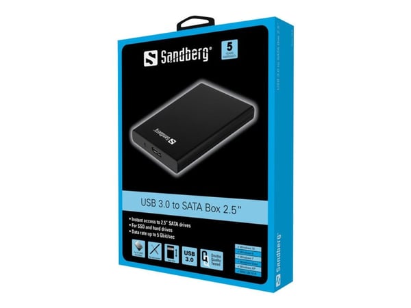 Sandberg USB 3.0 til SATA Box 2.5" - Lagringspakke - 2.5" - 1 kanal - SATA - USB 3.0