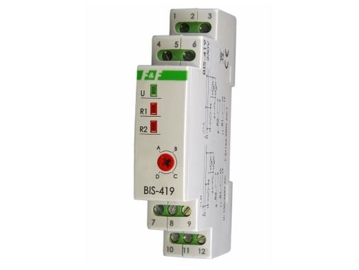 Kaksisuuntainen rele 2P 16A erotettu 230VAC/DC 230VAC 4-toiminen BIS-419