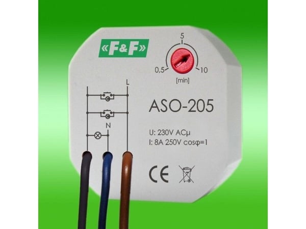 Portaikkoautomatiikka laatikolle fi60 10A 0,5-10min 230V AC ASO-205