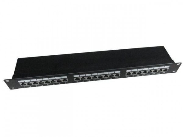Gembird NPP-C524-002 - Patchpanel med kabelstyring - CAT 5e - STP - svart - 1U - 19" - 24 porter