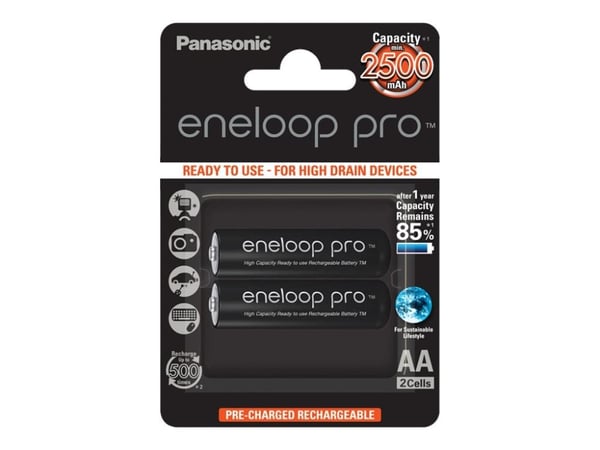 Panasonic eneloop pro BK-3HCDE/2BE - Batteri 2 x AA-type - NiMH - (ladbare) - 2500 mAh