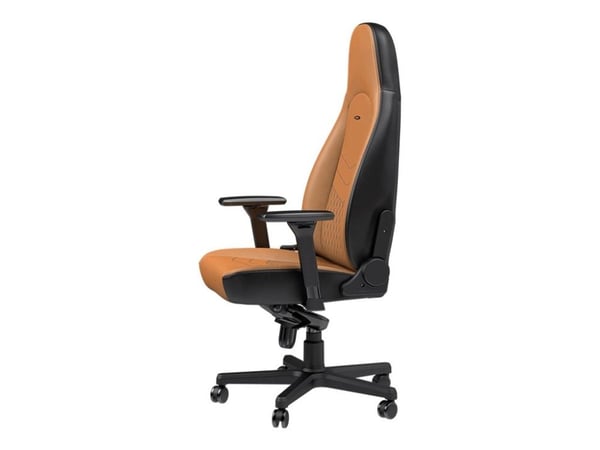 Noblechairs ICON - Stol - armlener - T-formet - tipping - roterende - aluminium, polyuretan, stål, topplærstruktur, nylon/polyetylen - svart, konjakk