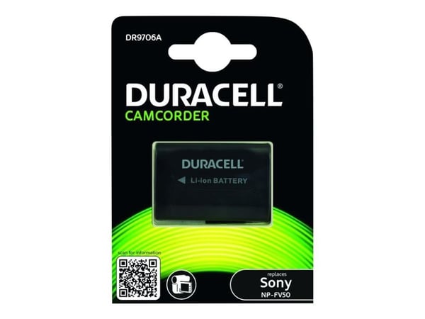 Duracell DR9706A - Batterier - Li-Ion - 650 mAh - for Sony Handycam FDR-AX100, AX43, AX60, HDR-CX170, CX485, CX680, PJ330, PJ350, PJ675, PJ680