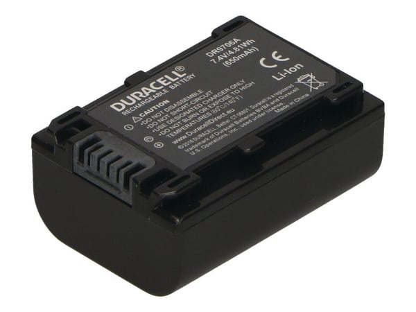 Duracell DR9706A - Batterier - Li-Ion - 650 mAh - for Sony Handycam FDR-AX100, AX43, AX60, HDR-CX170, CX485, CX680, PJ330, PJ350, PJ675, PJ680