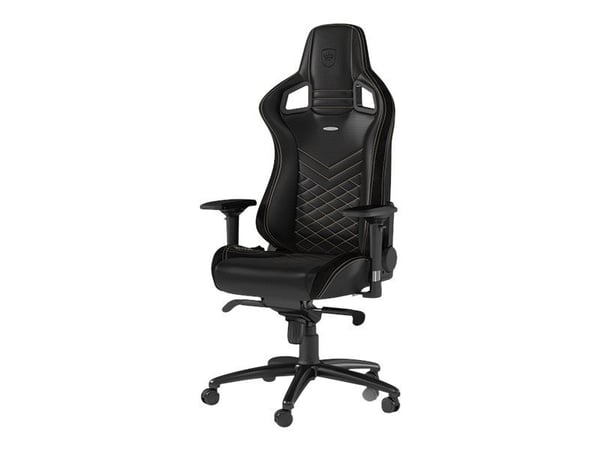 Noblechairs EPIC - Stol - ergonomisk - armlener - roterende - nylon, polyuretan, skumplast, polyuretan fauxlær - svart, gull