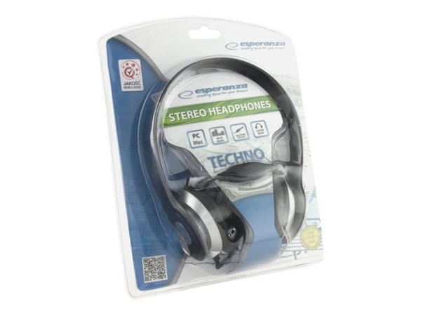 Esperanza EH145K TECHNO - Hodetelefoner - full størrelse - kablet - 3,5 mm jakk - svart