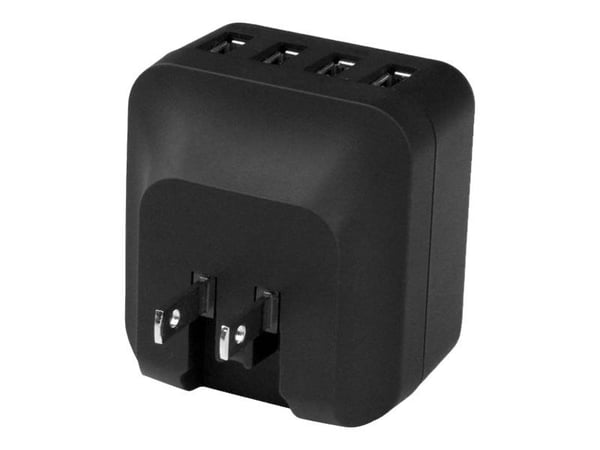 Startech 4-Port Travel USB Wall Charger - 34W/6.8A International Travel Adapter - Portable USB Charging Station (USB4PACBK) - Strømadapter - 34 wat...