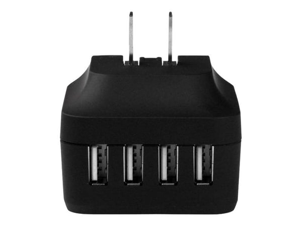 Startech 4-Port Travel USB Wall Charger - 34W/6.8A International Travel Adapter - Portable USB Charging Station (USB4PACBK) - Strømadapter - 34 wat...