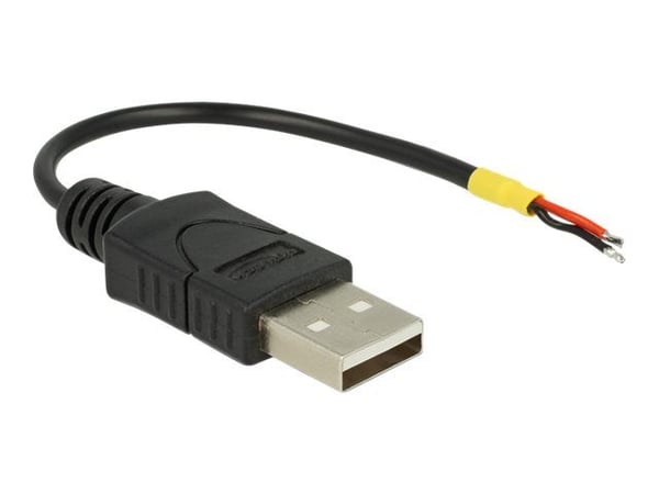 Delock - USB-kabel - USB (hann) til fastkoplet dobbelkabel - USB 2.0 - 5 V - 10 cm - svart