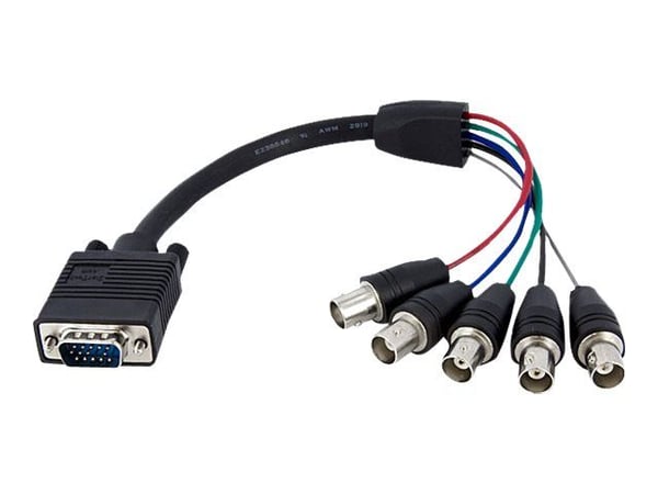 StarTech.com 1 ft. (0.3 m) VGA to BNC Cable - HD15 VGA to 5 BNC - Male/Female - BNC Cable (VGABNCMF1) - VGA-kabel - BNC (hona) till HD-15 (VGA) (ha...