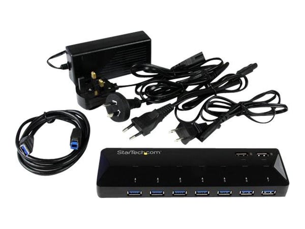 Startech 9 Port USB 3.0 Hub - 7 x USB-A, 2 x USB-A Fast Charge Ports - Multi Port Powered USB Charging Station (ST93007U2C) - USB-periferdelesvitsj...