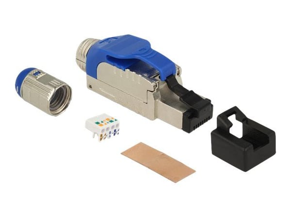 DeLOCK 86487, RJ-45, Sininen, Hopea, Sinkki, Cat8, S/UTP (STP), Kupari