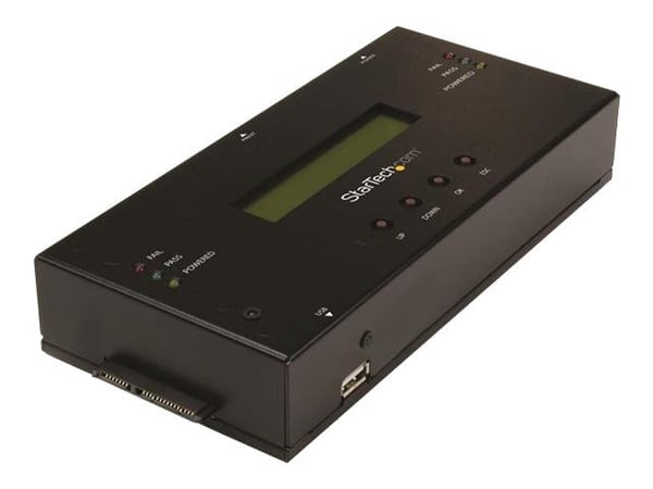 StarTech 1:1 fristående hårddisk-duplikator och -raderare för 2,5"/3,5" SATA- och SAS-hårddiskar - Halvledarenhet/hårddiskduplikator - 1 fack (SATA...