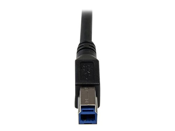 StarTech 1m Black SuperSpeed USB 3.0 Cable - Right Angle A to B - 3 ft USB 3 Cable - Right Angle USB 3.0 A (M) to USB 3.0 B (M) (USB3SAB1MRA) - USB...