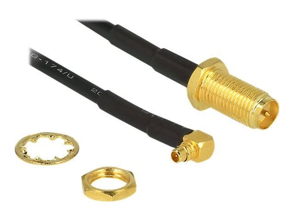 Delock - Antennekabel - MMCX stik til RP-SMA stik - 32 cm - sort - 90° stikforbindelse