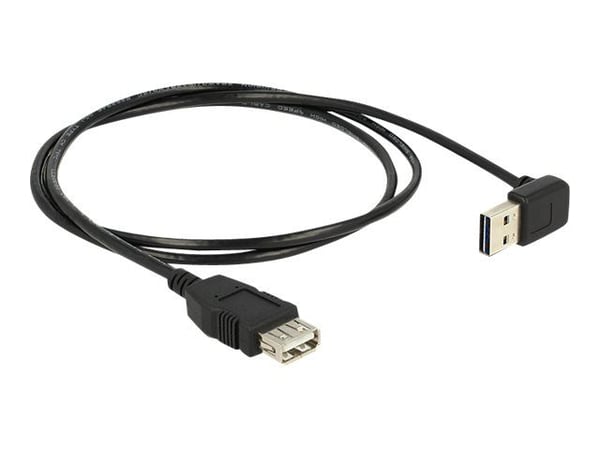 Delock EASY-USB - USB-förlängningskabel - USB (hona) till USB (hane) - USB 2.0 - 1 m - 90° anslutning - svart