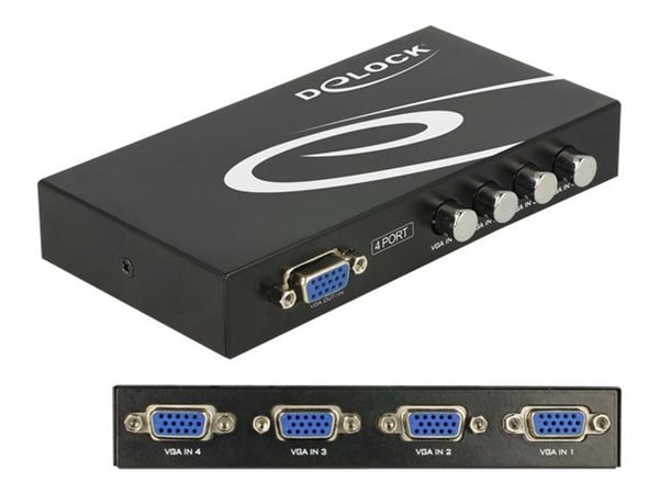 Delock Switch VGA 4 port manual bidirectional - Skjerm-switch - 4 x VGA - stasjonær