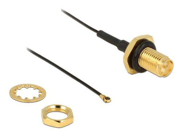 DeLOCK - Antennekabel - RP-SMA (hun) til MHF4 (han) - 20 cm - koaksial - sortti