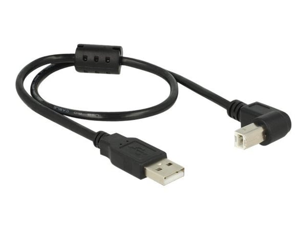 DeLOCK - USB-kaapeli - USB (han) til USB Type B (han) - USB 2.0 - 50 cm - 90° stikforbindelse - lajittelu