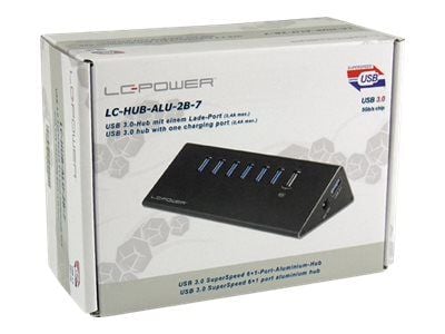 LC Power LC-HUB-ALU-2B-7 - Hub - 6 x SuperSpeed USB 3.0 + 1 x SuperSpeed USB 3.0 (lader) - stasjonær