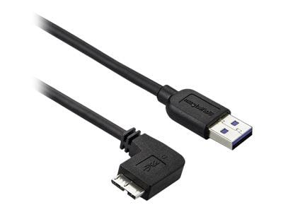 StarTech 2m 6 ft Slim Micro USB 3.0 Cable M/M - Left-Angle Micro-USB - USB 3.0 A to Micro B - Angled Micro USB - USB 3.1 Gen 1 (5Gbps) (USB3AU2MLS)...