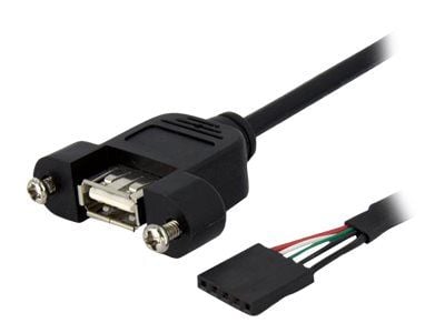 StarTech 3 ft Panel Mount USB A to Motherboard Header Cable F/F - Intern-til-ekstern USB-kabel - 5-pins USB 2.0-hode (hunn) til USB (hunn) - 90 cm ...