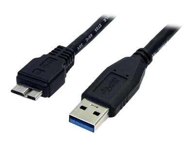 StarTech 0,5 m svart SuperSpeed USB 3.0-kabel A till Micro B – M/M - USB-kabel - Micro-USB typ B (hane) till USB typ A (hane) - USB 3.0 - 50 cm - f...