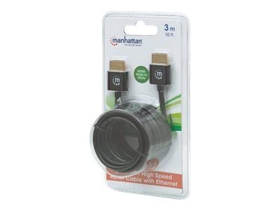 Manhattan 394376, 3 m, HDMI Type A (Standard), HDMI Type A (Standard), 3D, 18 Gbit/sek., Svart