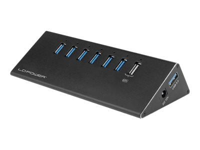 LC Power LC-HUB-ALU-2B-7 - Hubb - 6 x SuperSpeed USB 3.0 + 1 x SuperSpeed USB 3.0 (laddning) - skrivbordsmodell