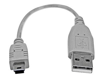 StarTech.com 6 tuuman USB-Mini-USB-kaapeli - USB 2.0 A-Mini B - harmaa - Mini-USB-kaapeli (USB2HABM6IN) - USB-kaapeli - USB (han) til mini-USB type...