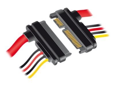 Delock - SATA-forlengelseskabel - Serial ATA 150/300/600 - SATA-kombo (P) til SATA-kombo (R) - 10 cm - svart, gul, rød