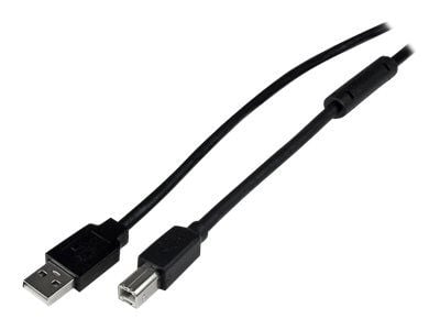StarTech 20m / 65 ft Active USB 2.0 A to B Cable - Long 20 m USB Cable - 20m USB Printer Cable - 1x USB A (M), 1x USB B (M) - Black (USB2HAB65AC) -...