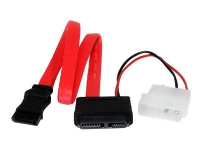 StarTech 12in Slimline SATA to SATA with LP4 Power Cable Adapter (SLSATAF12) - SATA-kabel - Serial ATA 150/300/600 - Slimline SATA (hunn) til SATA,...