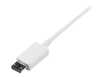 StarTech 0.5m White Micro USB Cable Cord - A to Micro B - Micro USB Charging Data Cable - USB 2.0 - 1x USB A Male, 1x USB Micro B Male (USBPAUB50CM...