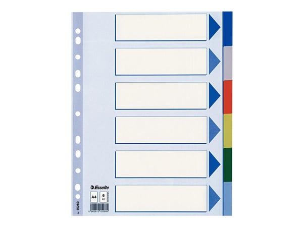 Esselte - Inndeler - 6 deler - for A4 (210 x 297 mm) - med fliker